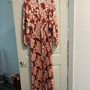 Flying Tomato Rust and Cream Floral Maxi Dress